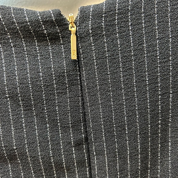 Donna Karan Black Pinstripe Asymmetrical Dress - Picture 4 of 5